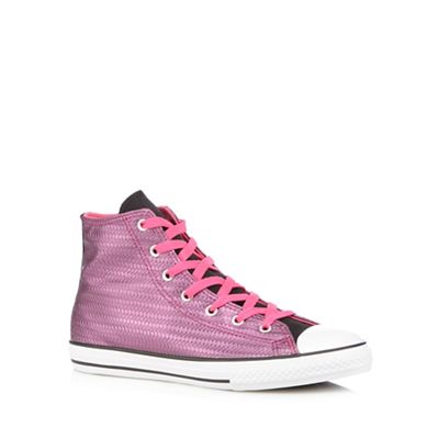 Converse Girl's pink 'All Star' metallic weave hi-top trainers